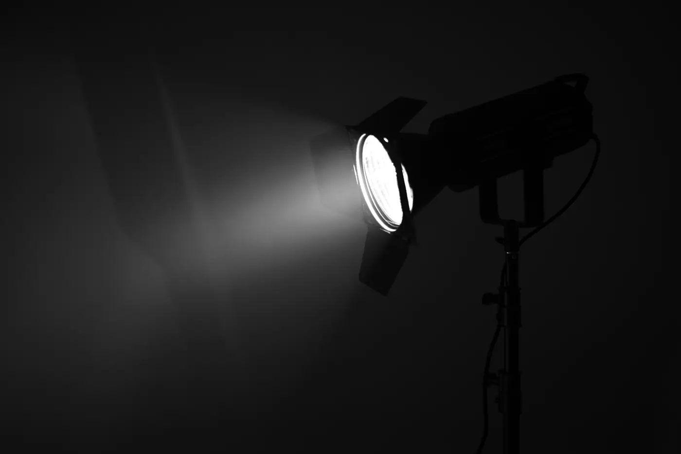 Fresnel light in a dark studio