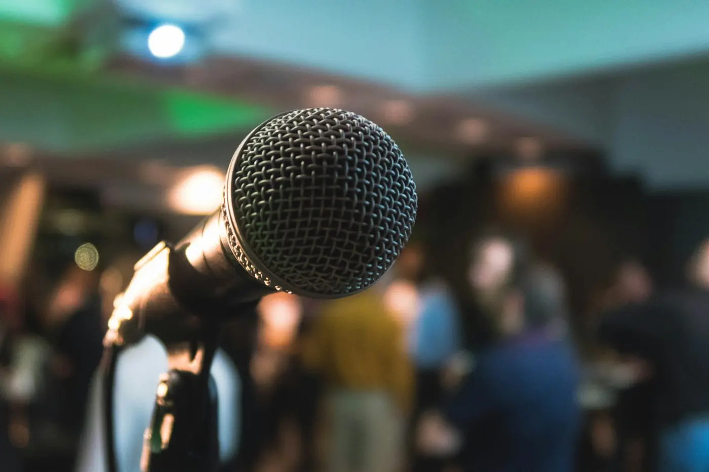 Handheld microphone on stage