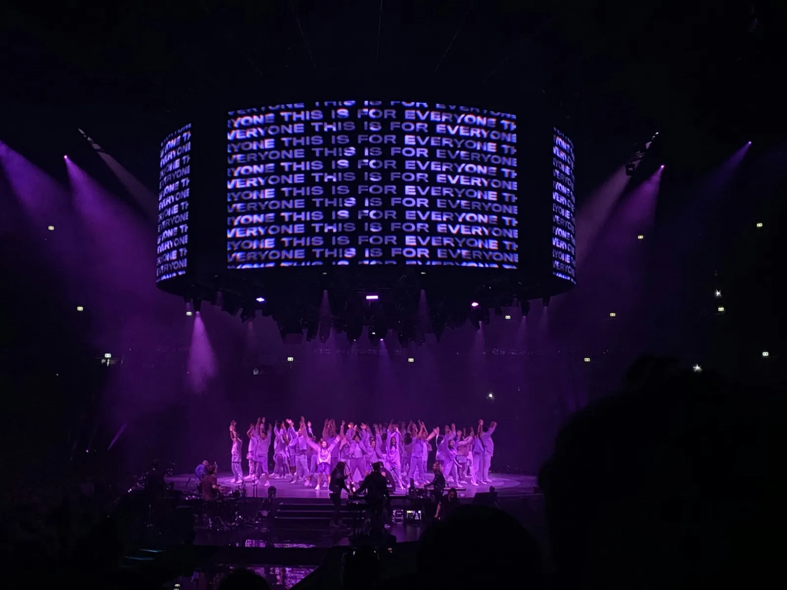 Circular LED screen above a stage