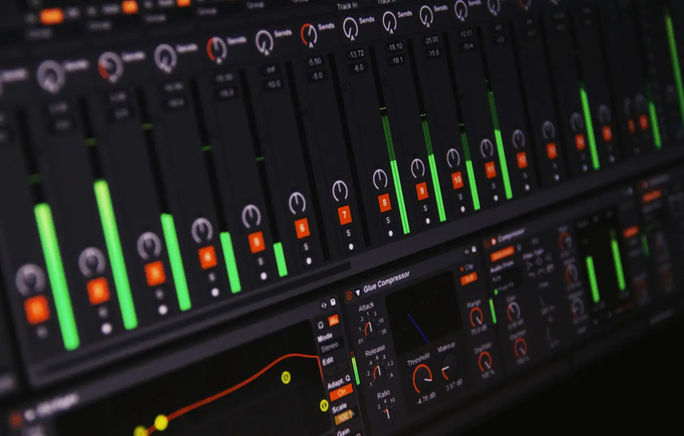 Channel meters and processing on screen