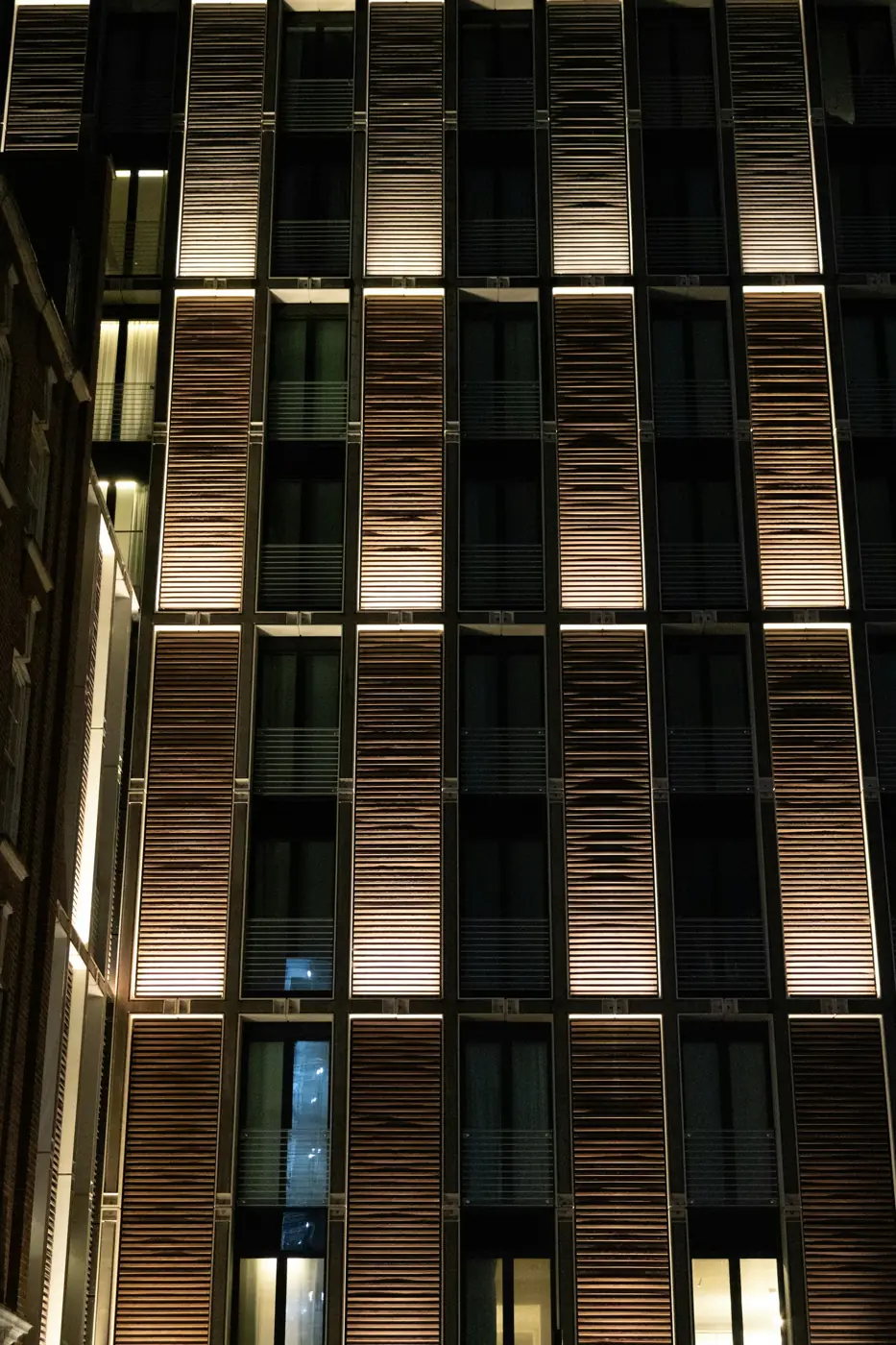 Modern facade with linear lighting