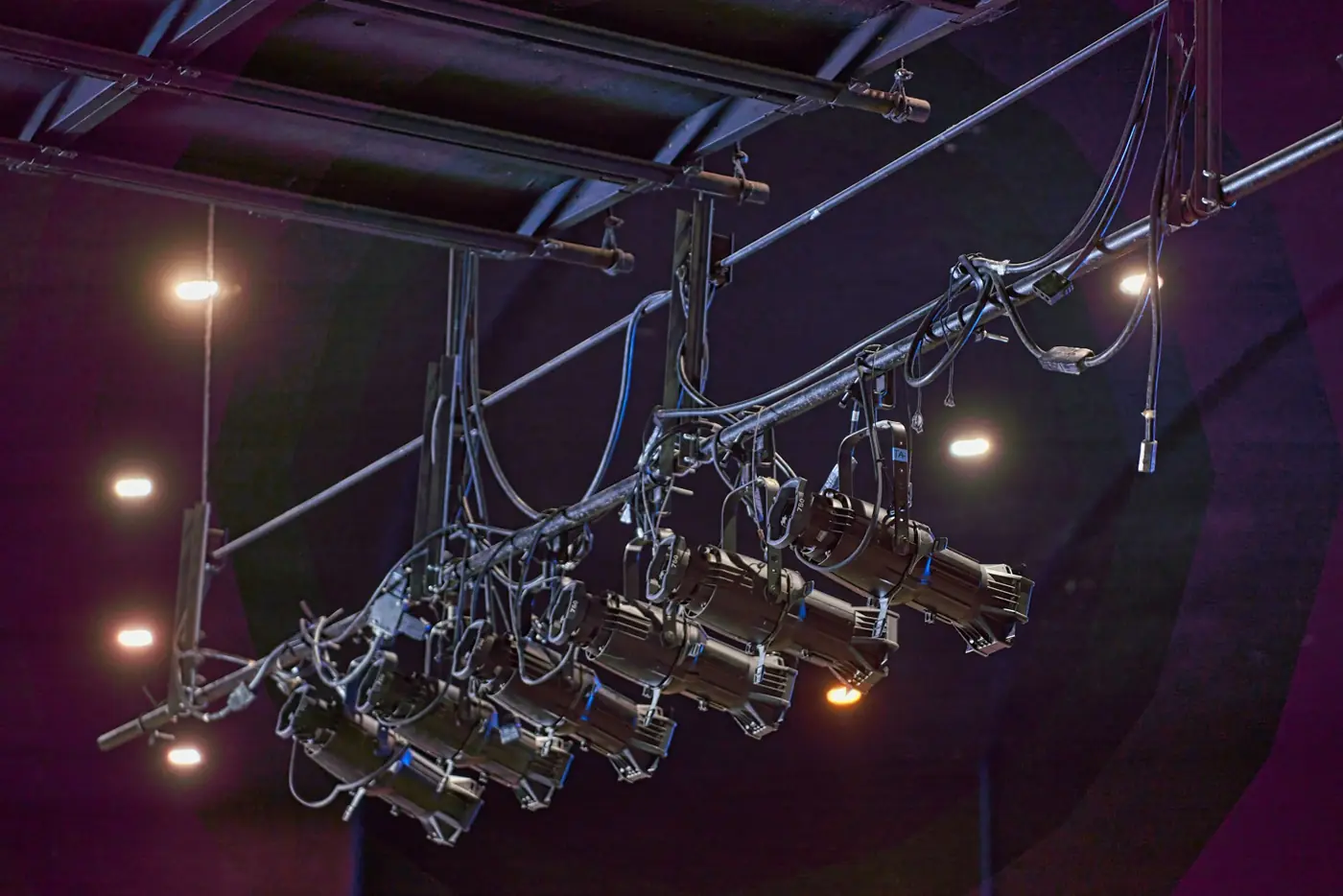 Profile spots on a ceiling bar