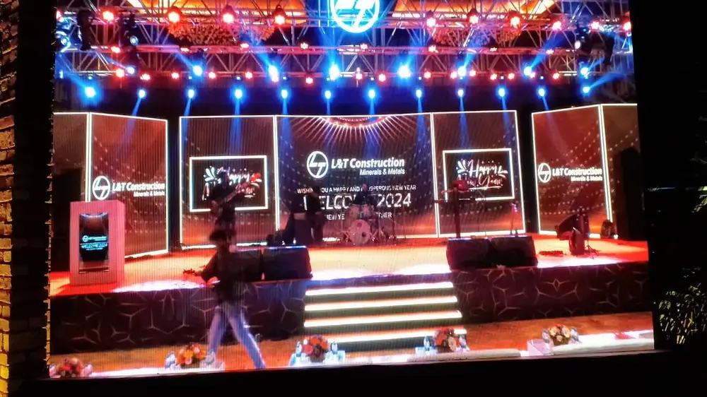Award night main stage with lighting rig by Solutions Events