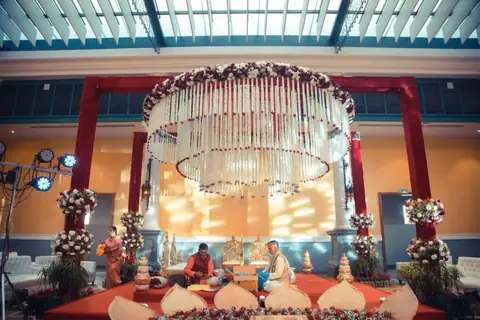 Solutions Events event production: floral chandelier