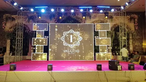 Solutions Events Weddings & Receptions: treasure gold stage